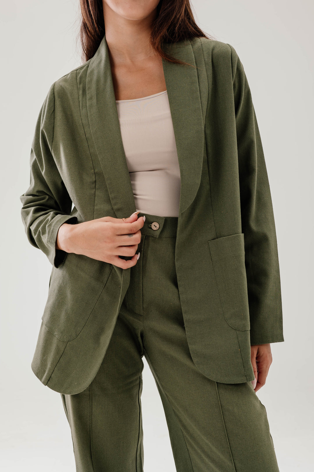 Linen belted Blazer