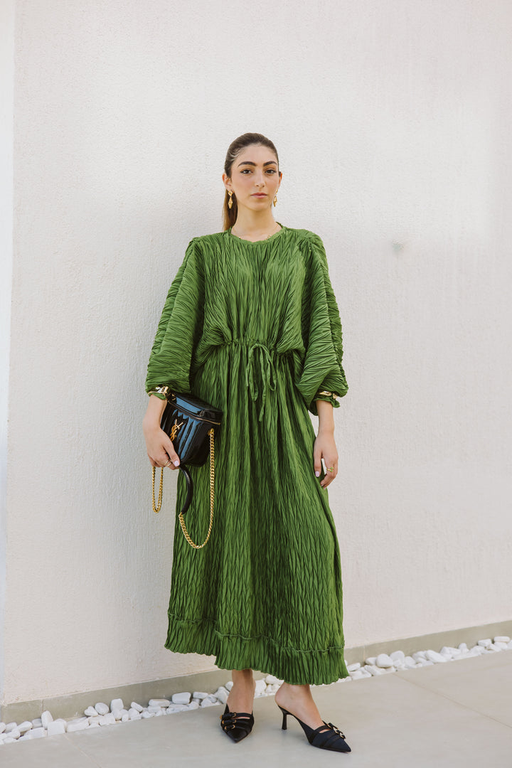 Crimped Satin Dress