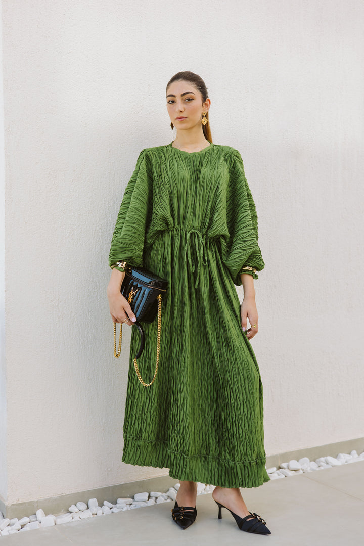 Crimped Satin Dress