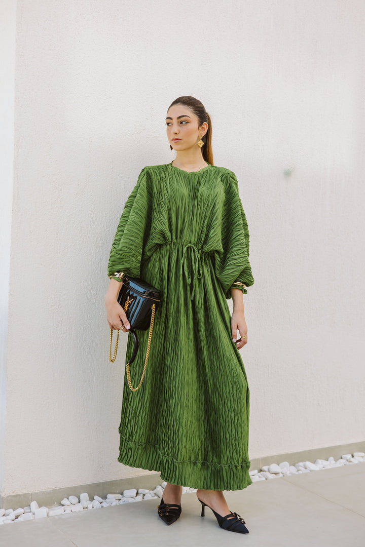 Crimped Satin Dress
