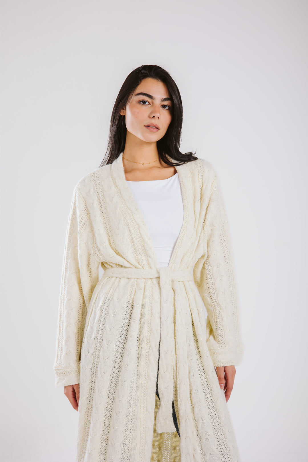 Cable Knit Long Cardigan