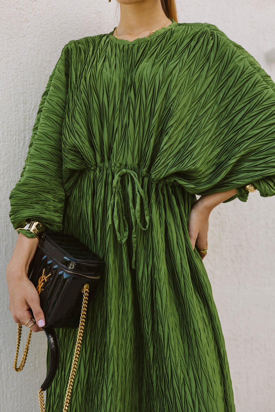 Crimped Satin Dress