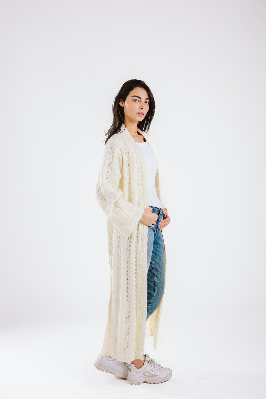 Cable Knit Long Cardigan