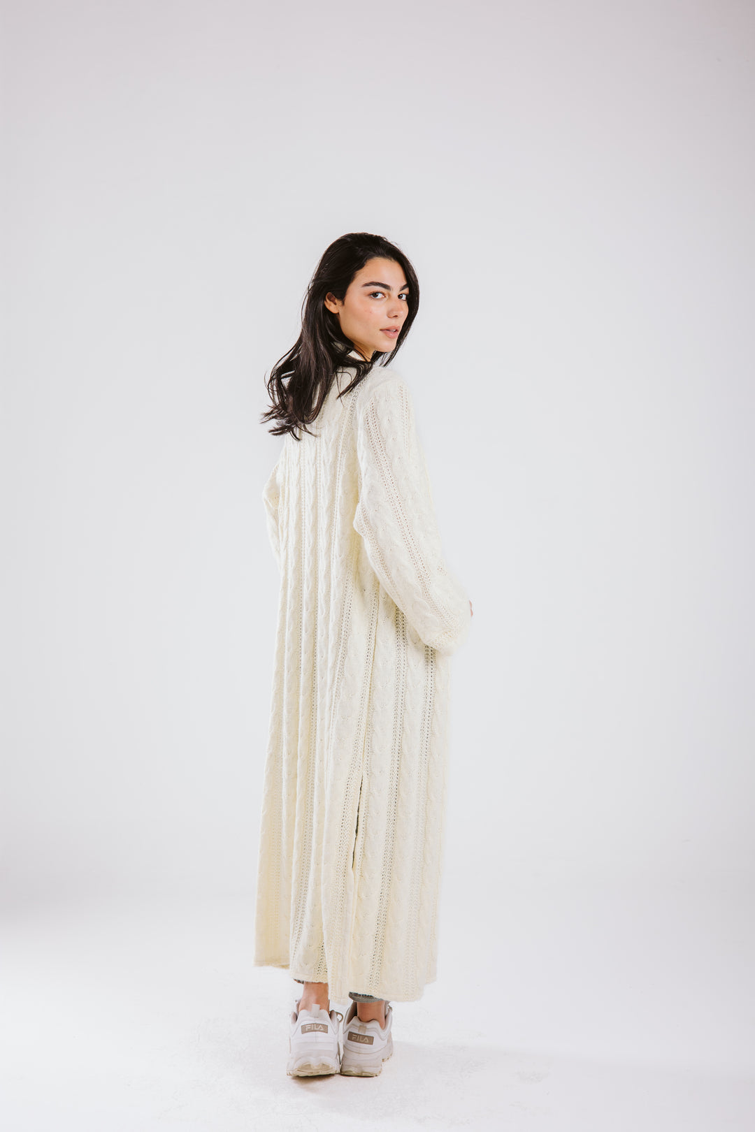 Cable Knit Long Cardigan