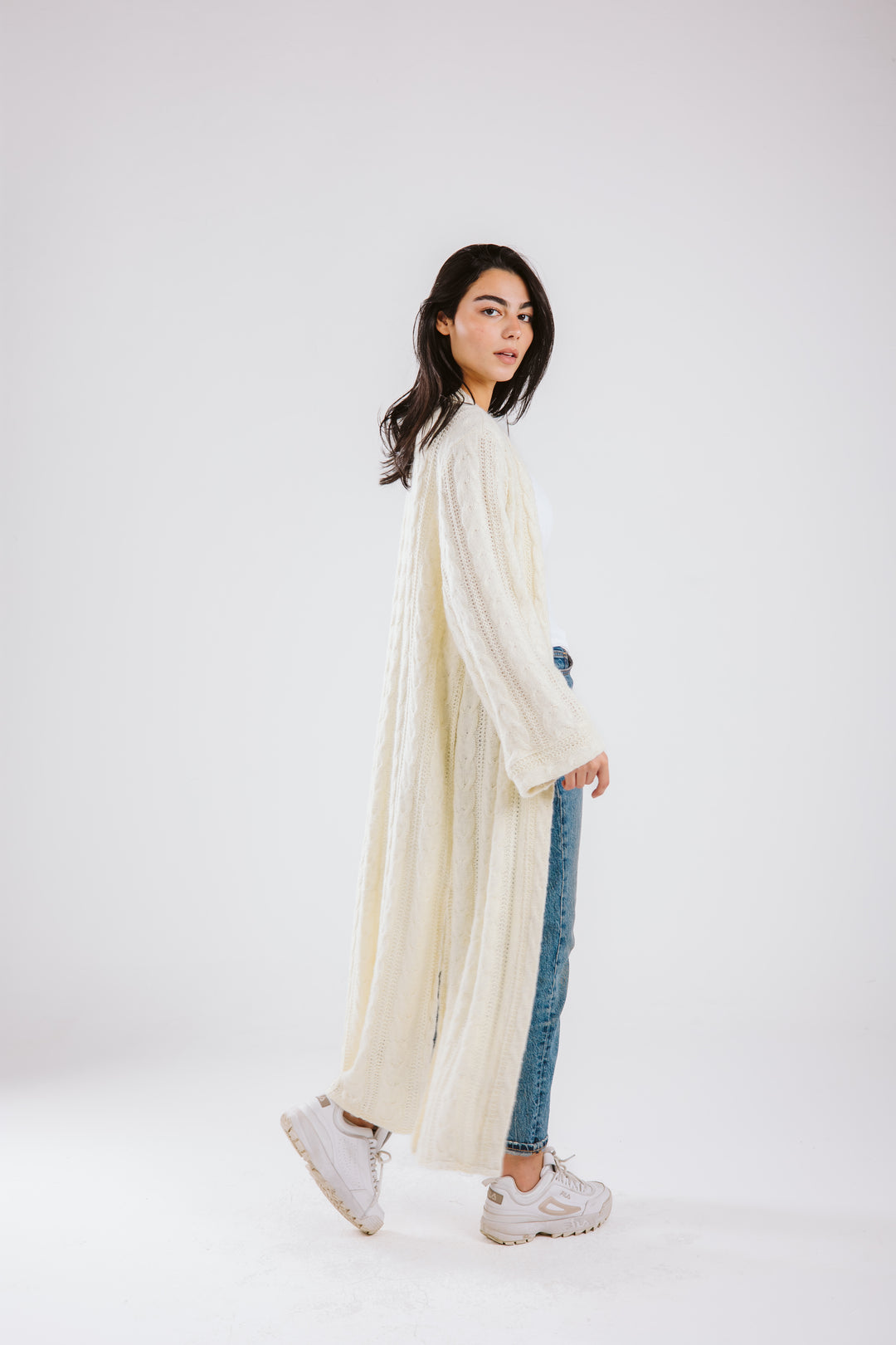 Cable Knit Long Cardigan