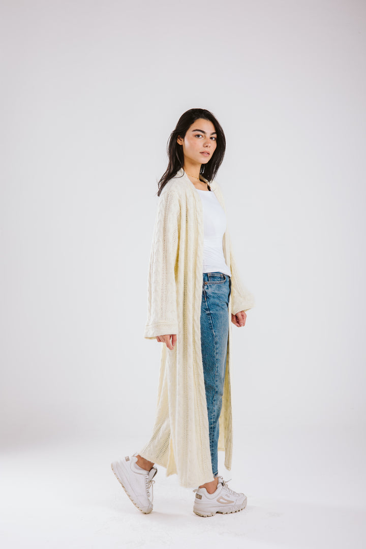 Cable Knit Long Cardigan