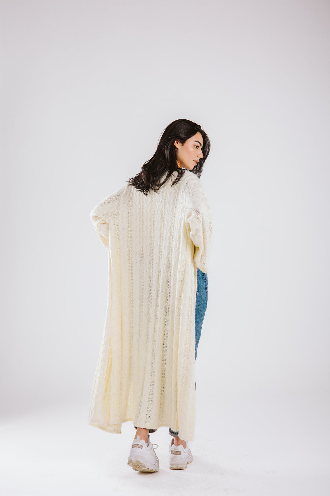 Cable Knit Long Cardigan