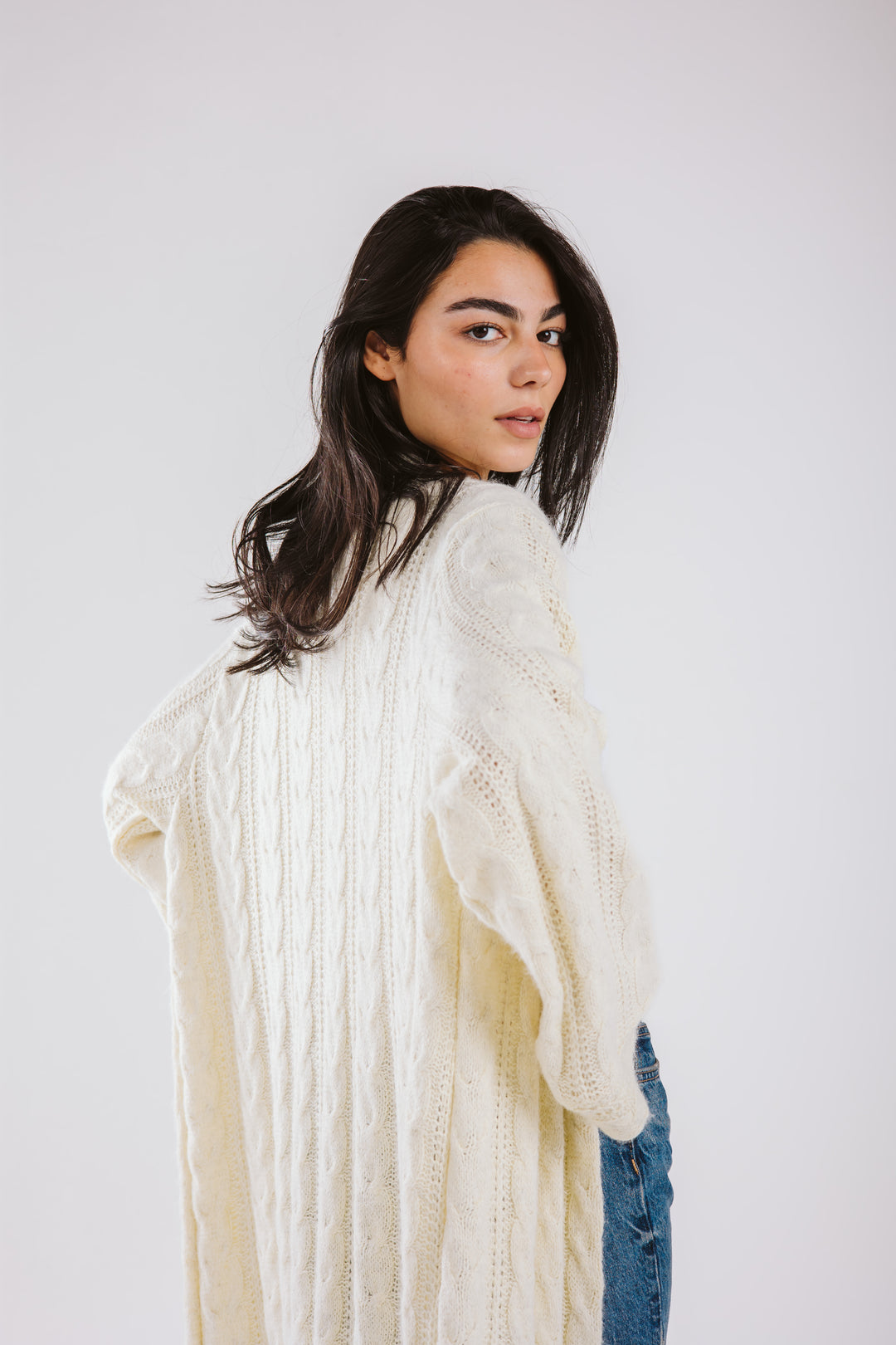 Cable Knit Long Cardigan