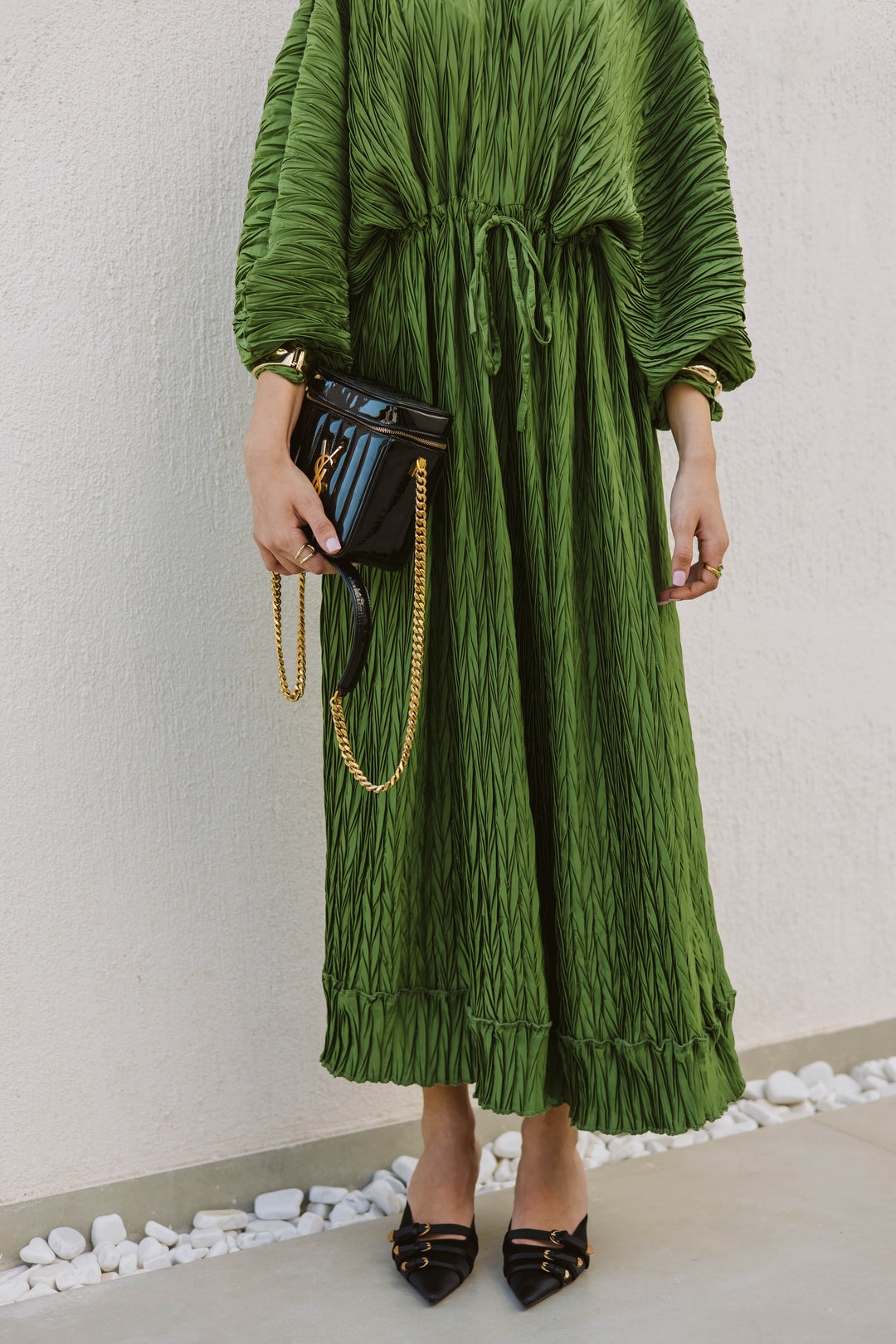 Crimped Satin Dress
