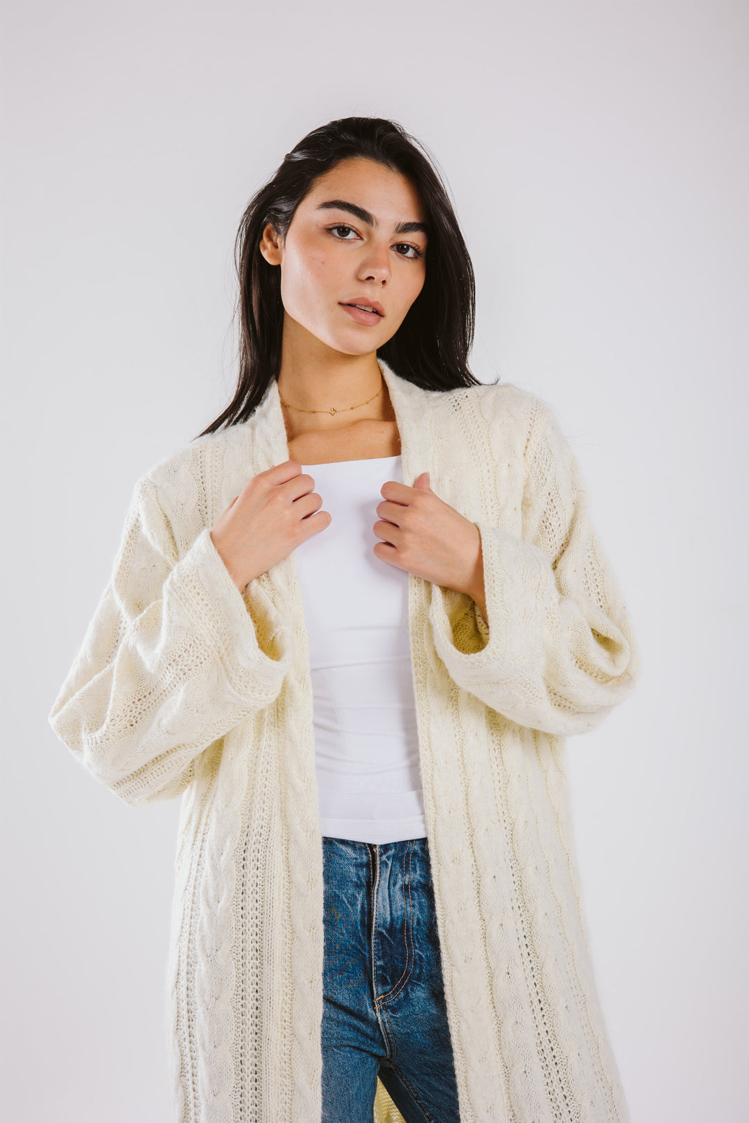 Cable Knit Long Cardigan