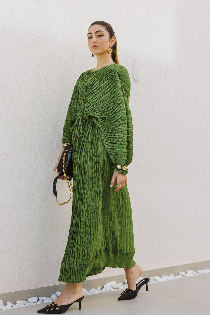 Crimped Satin Dress