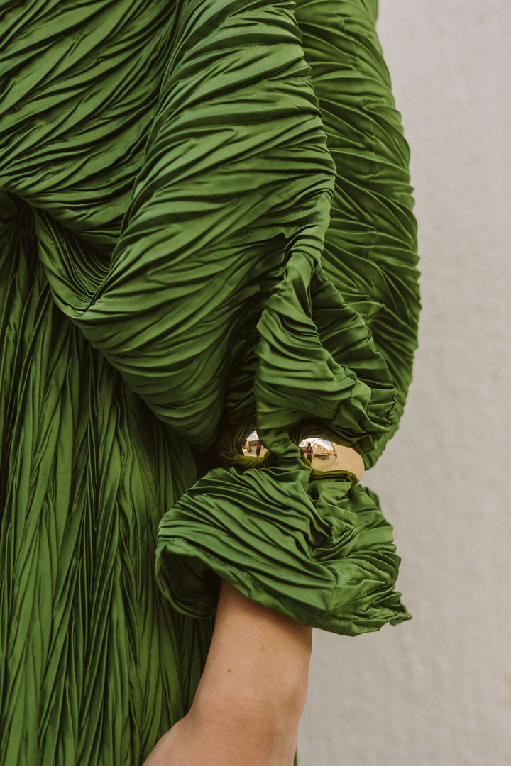 Crimped Satin Dress