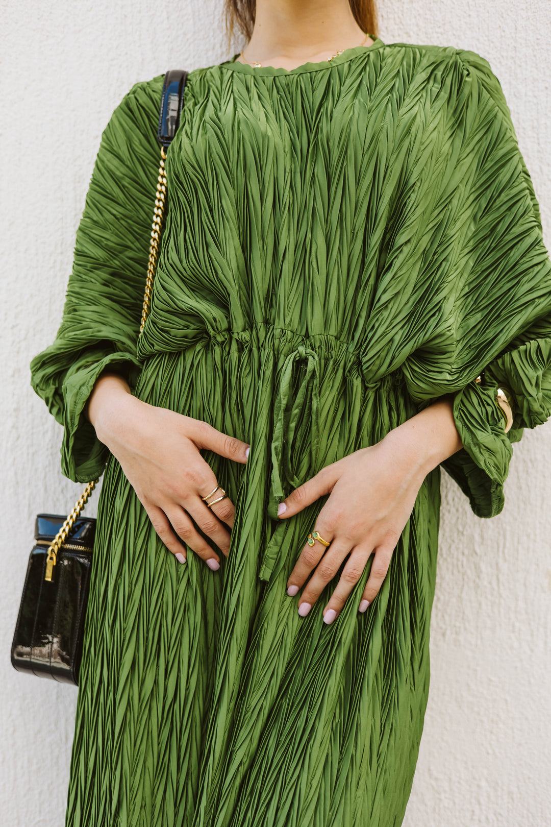 Crimped Satin Dress