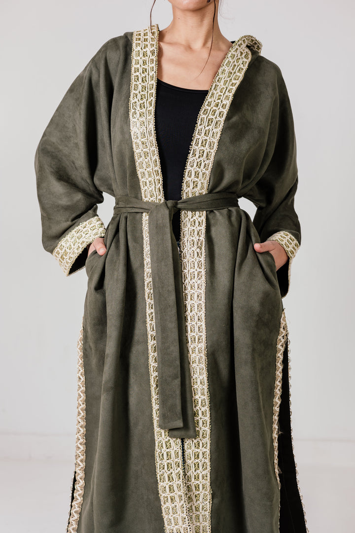 The Hooded Suede Kaftan