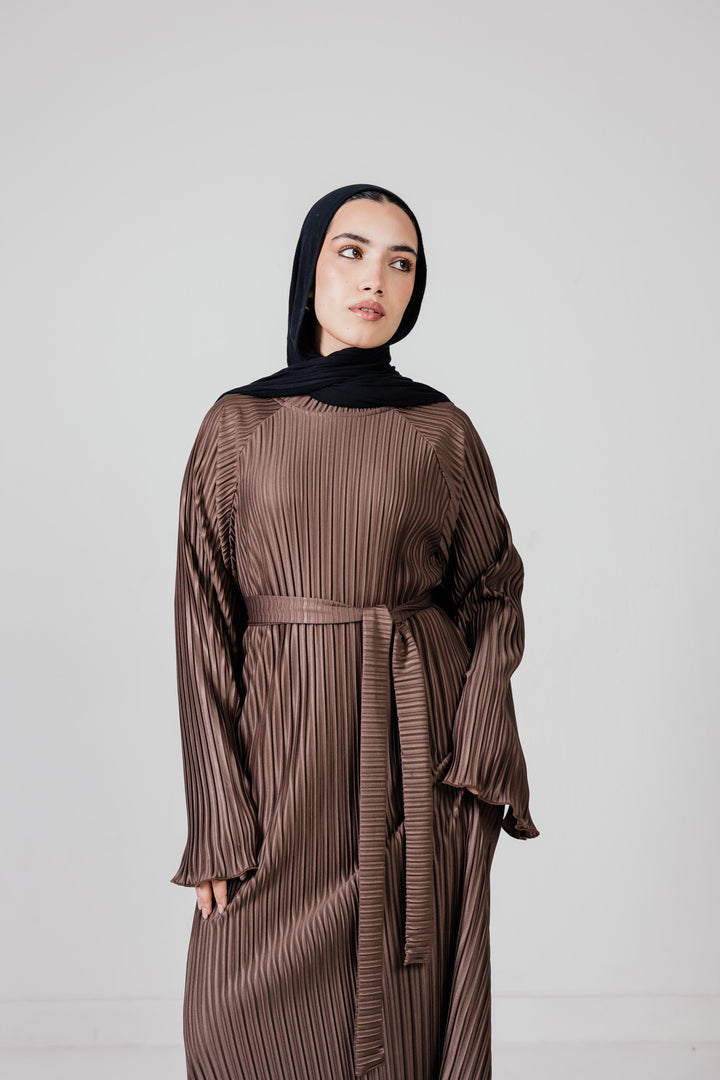 The Pleated Dress in Brown