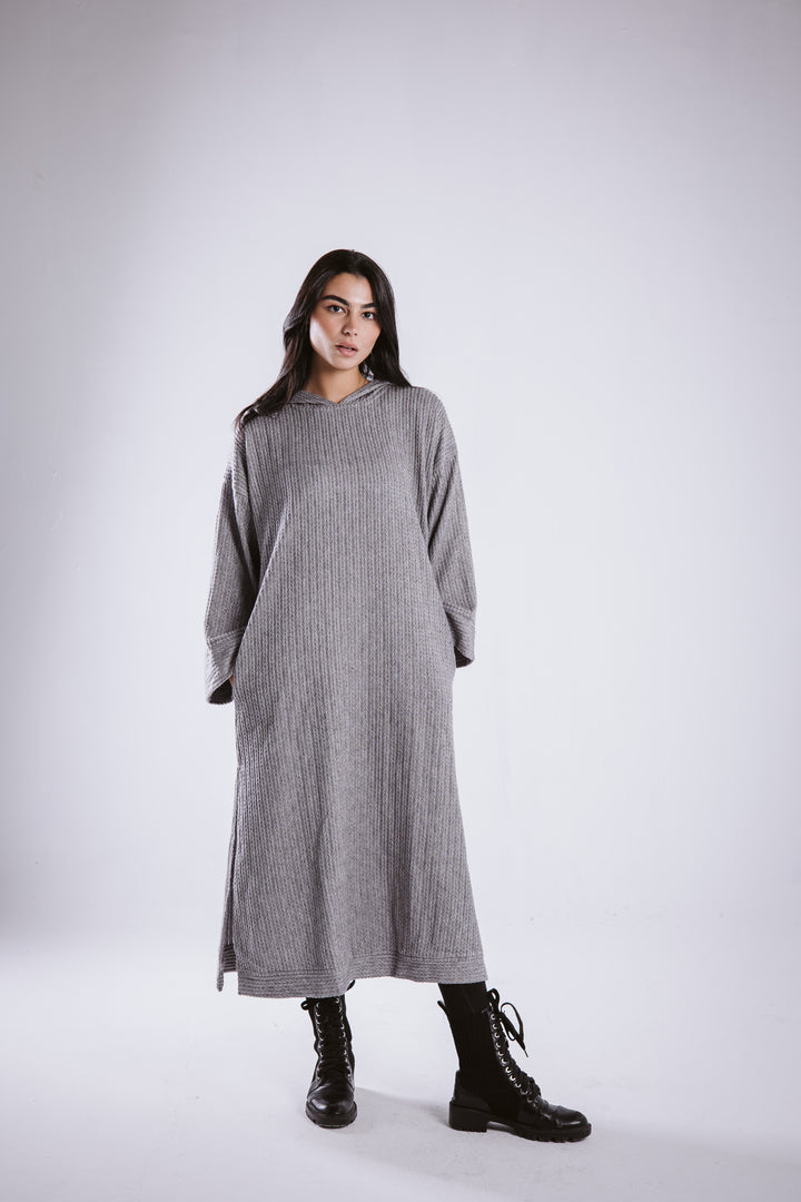 The knitted hoodie dress