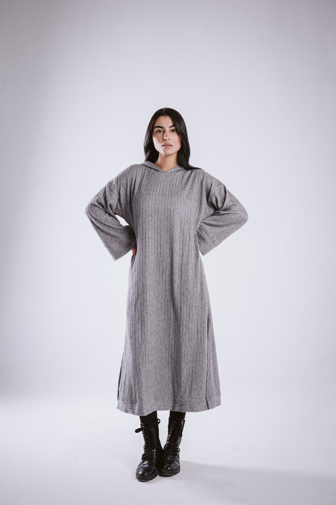 The knitted hoodie dress