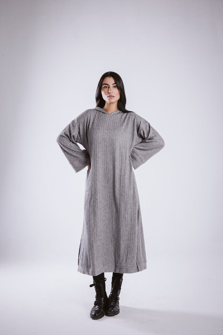 The knitted hoodie dress