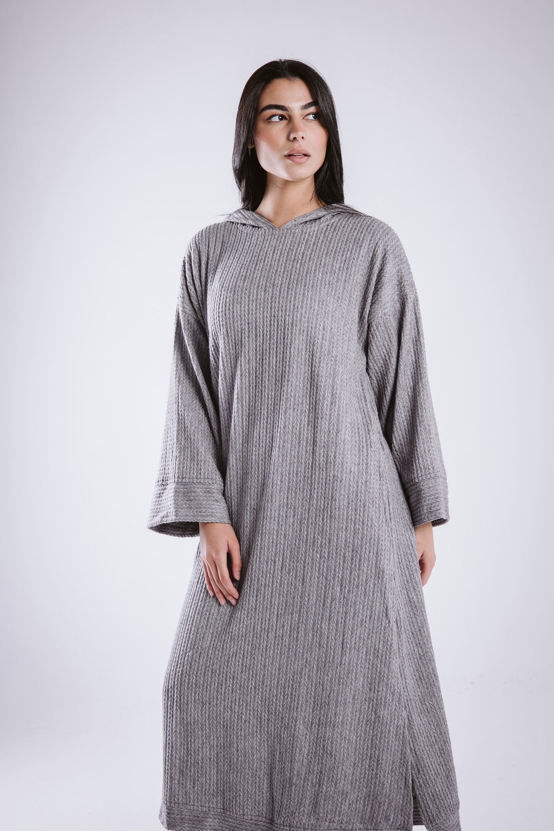 The knitted hoodie dress