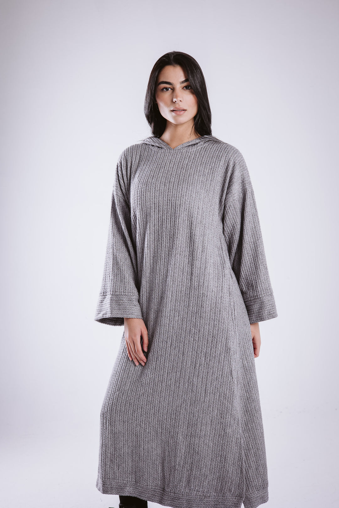 The knitted hoodie dress