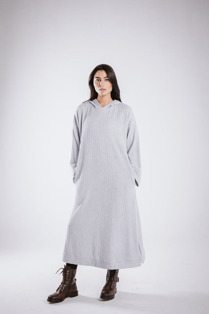 The knitted hoodie dress