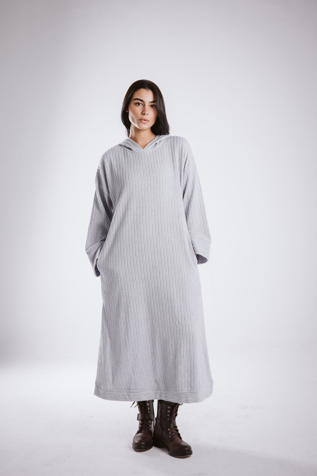 The knitted hoodie dress