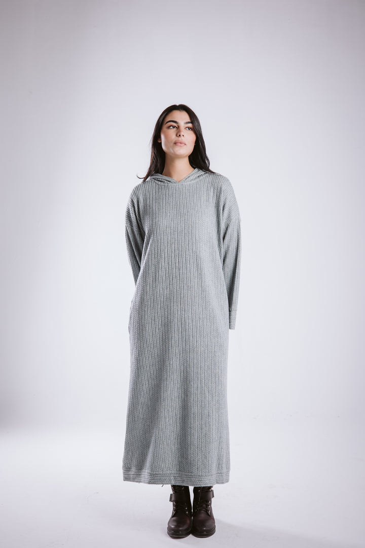 The knitted hoodie dress