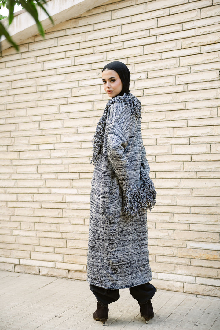 Earth-Tone Fringe cardigan