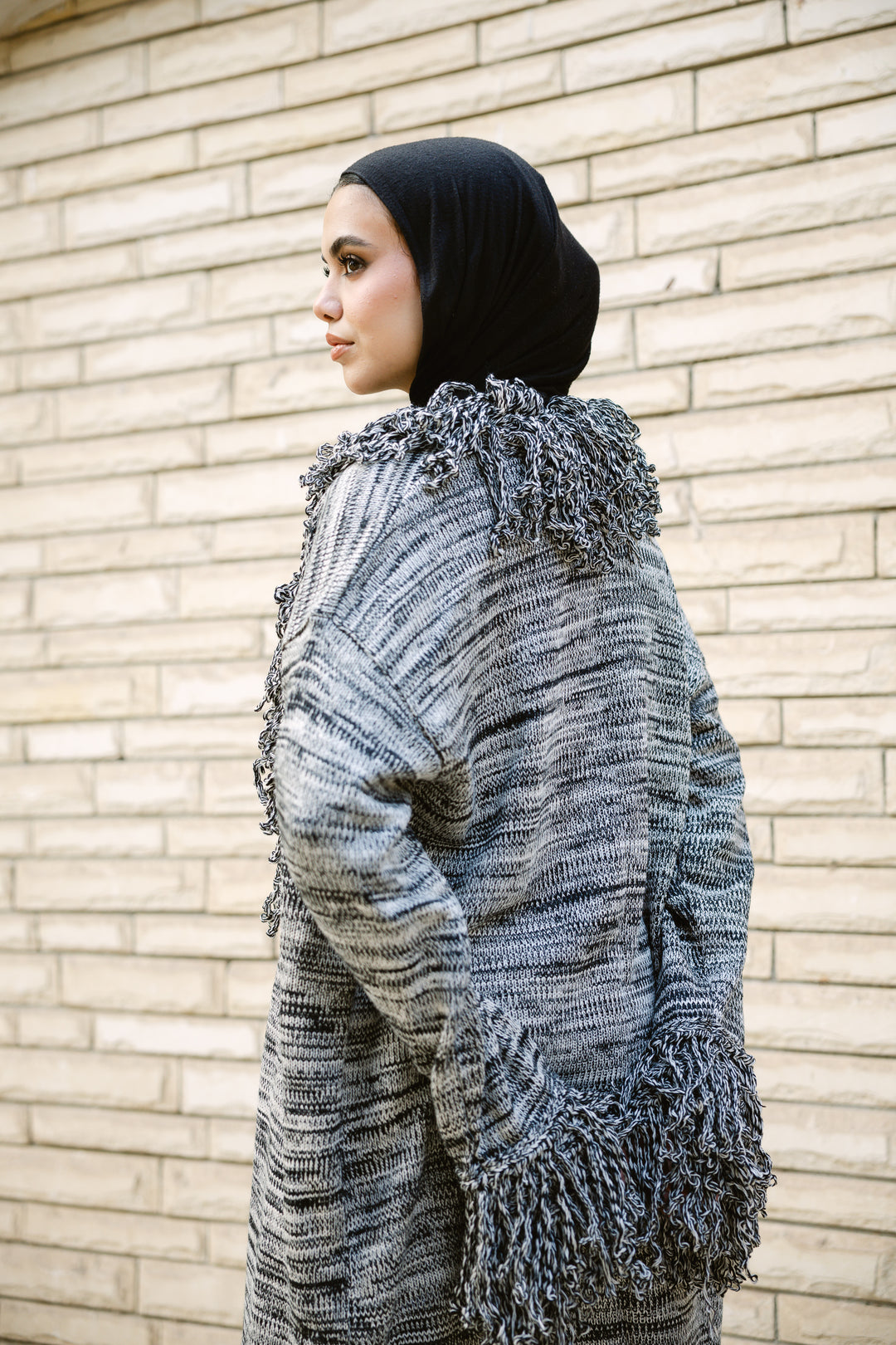 Earth-Tone Fringe cardigan