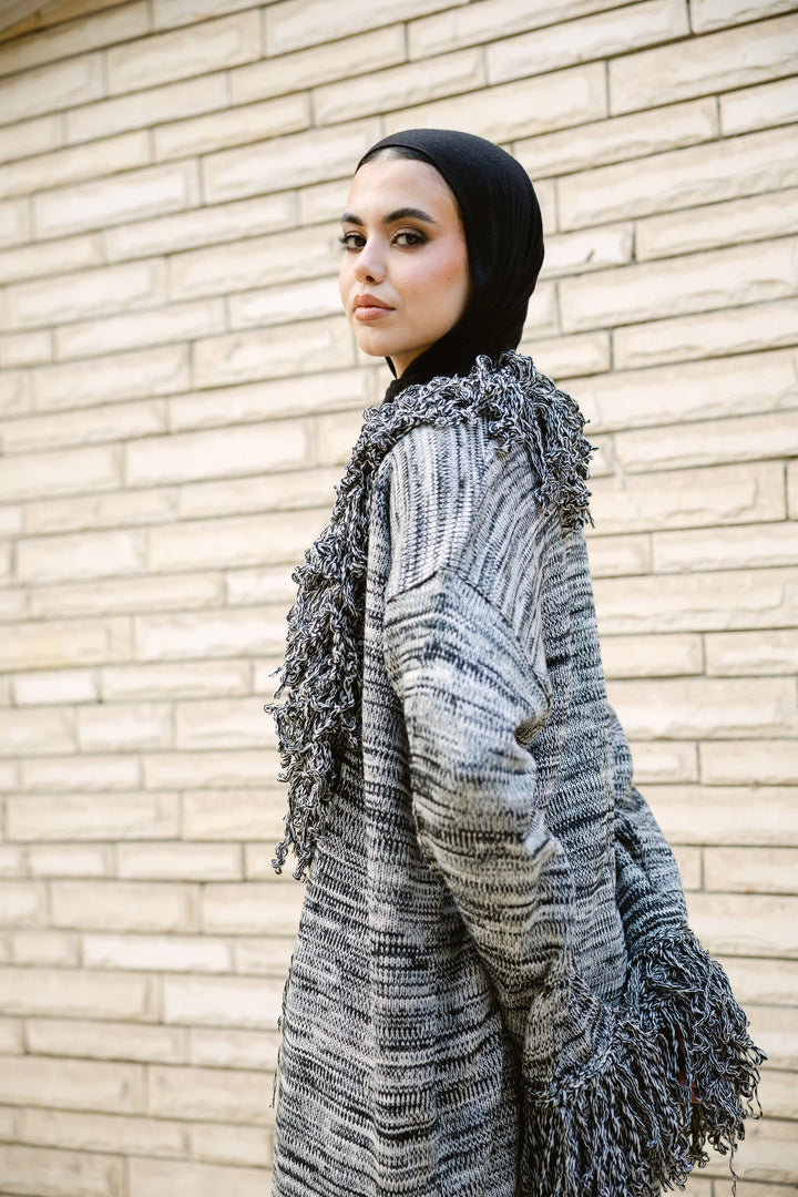 Earth-Tone Fringe cardigan