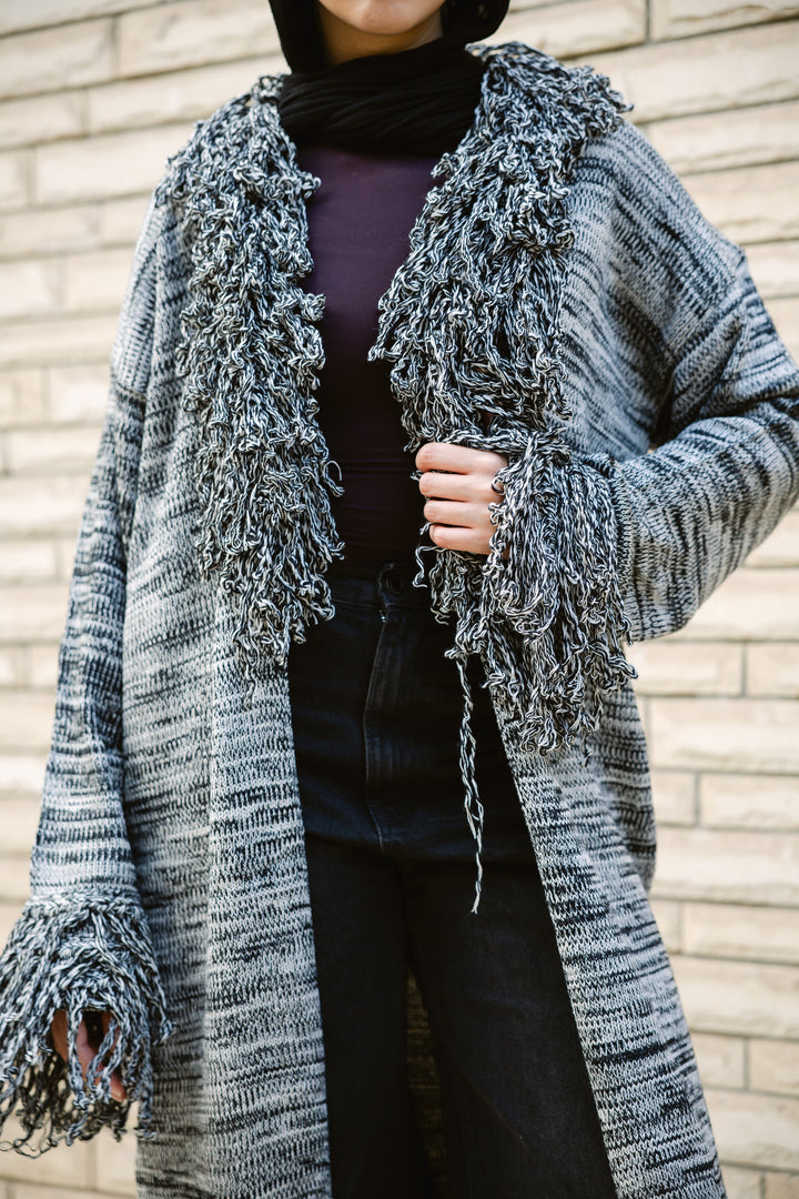 Earth-Tone Fringe cardigan