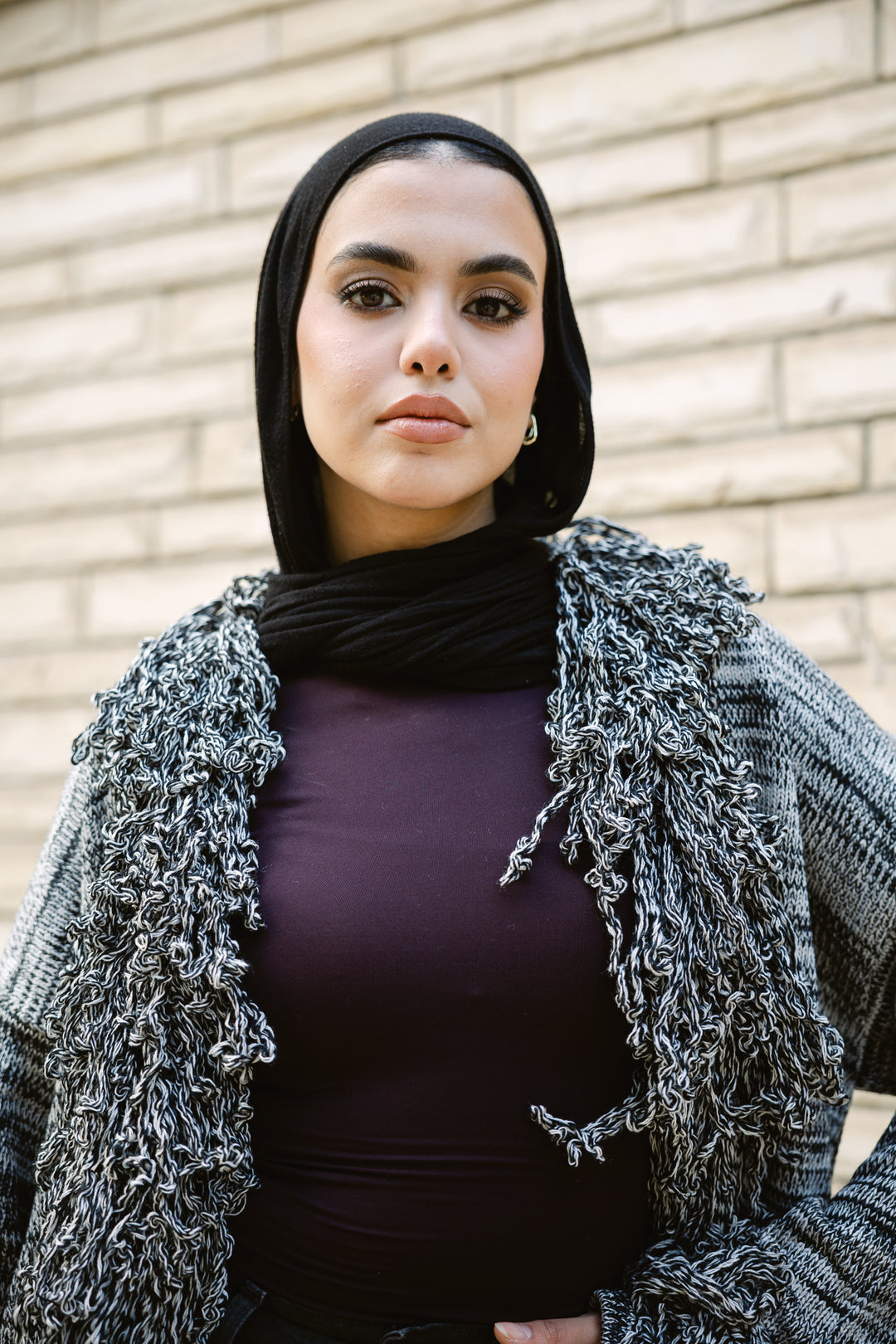 Earth-Tone Fringe cardigan