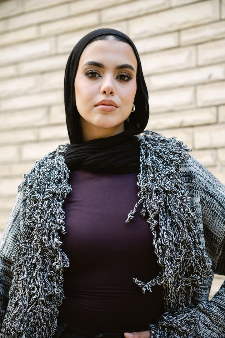 Earth-Tone Fringe cardigan