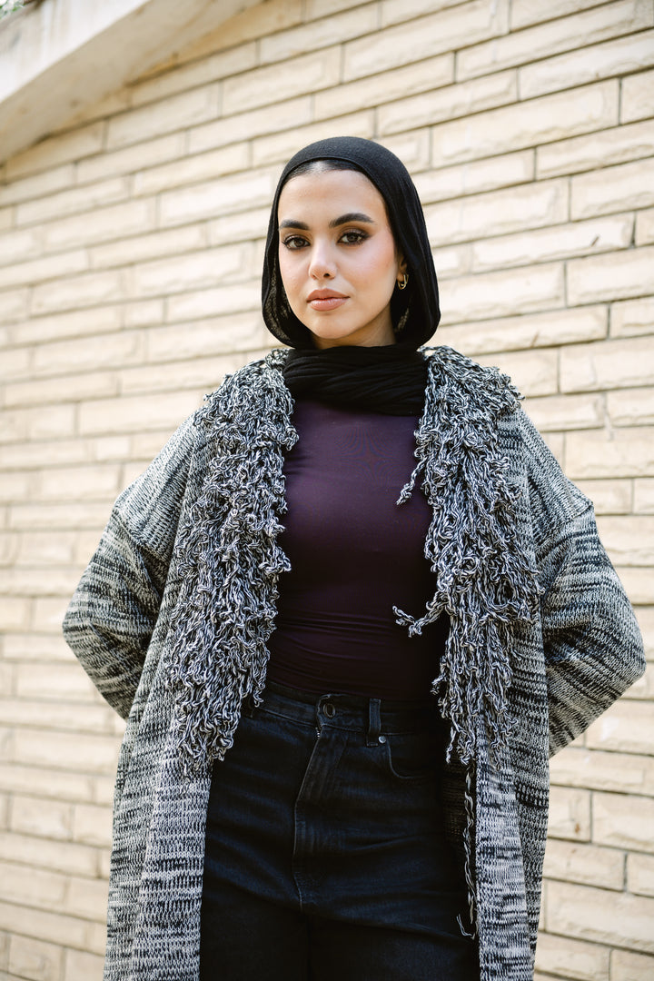 Earth-Tone Fringe cardigan