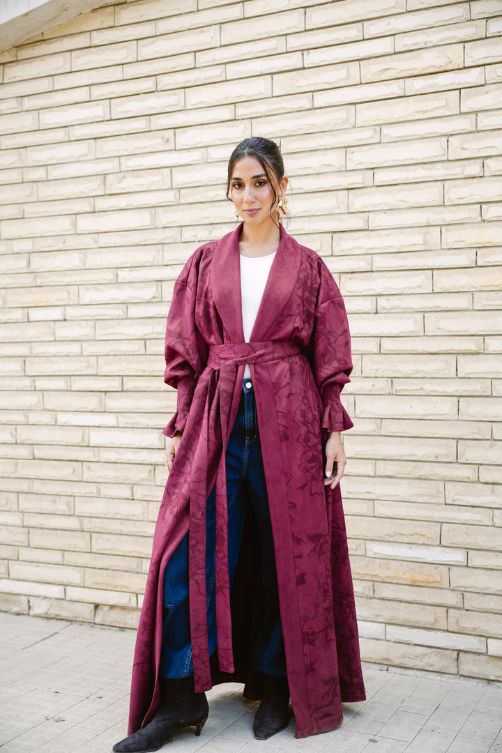 Cuffed Sleeve Printed Cardigan