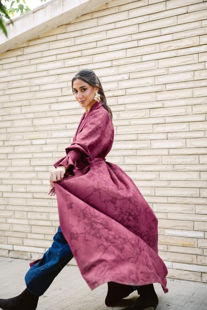 Cuffed Sleeve Printed Cardigan