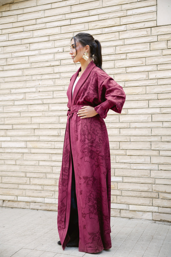 Cuffed Sleeve Printed Cardigan