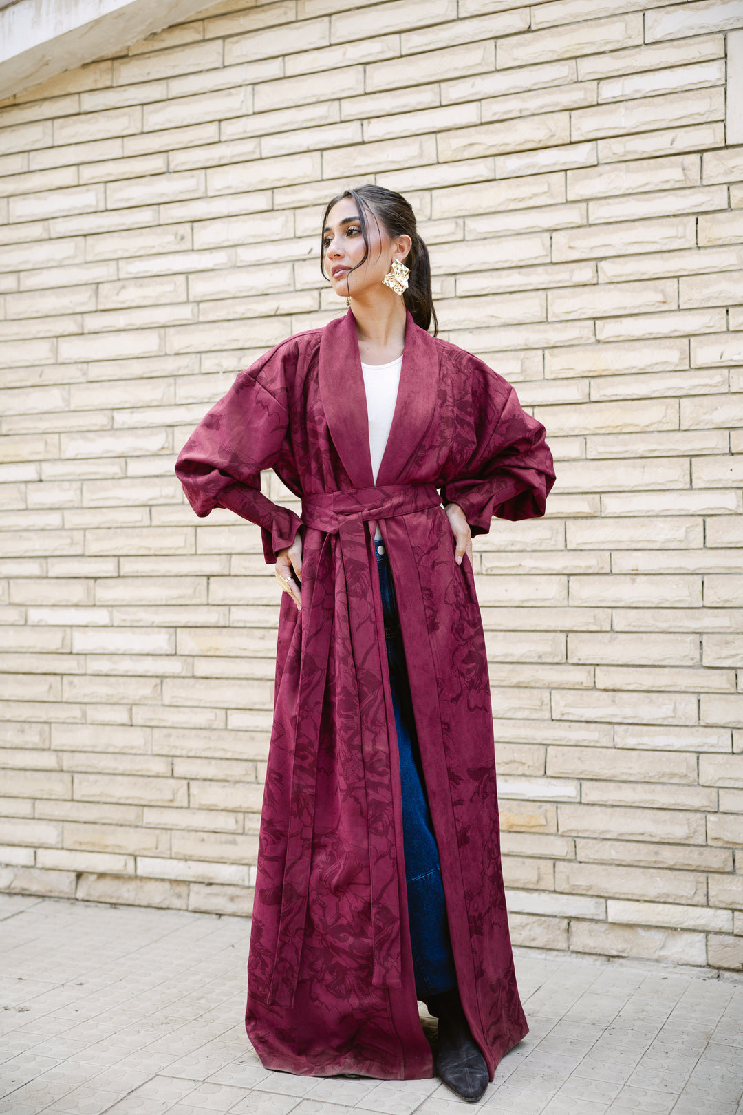 Cuffed Sleeve Printed Cardigan