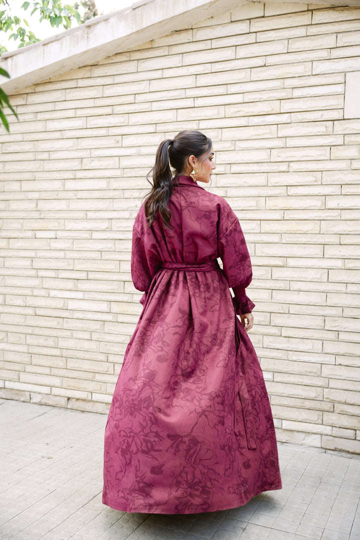 Cuffed Sleeve Printed Cardigan