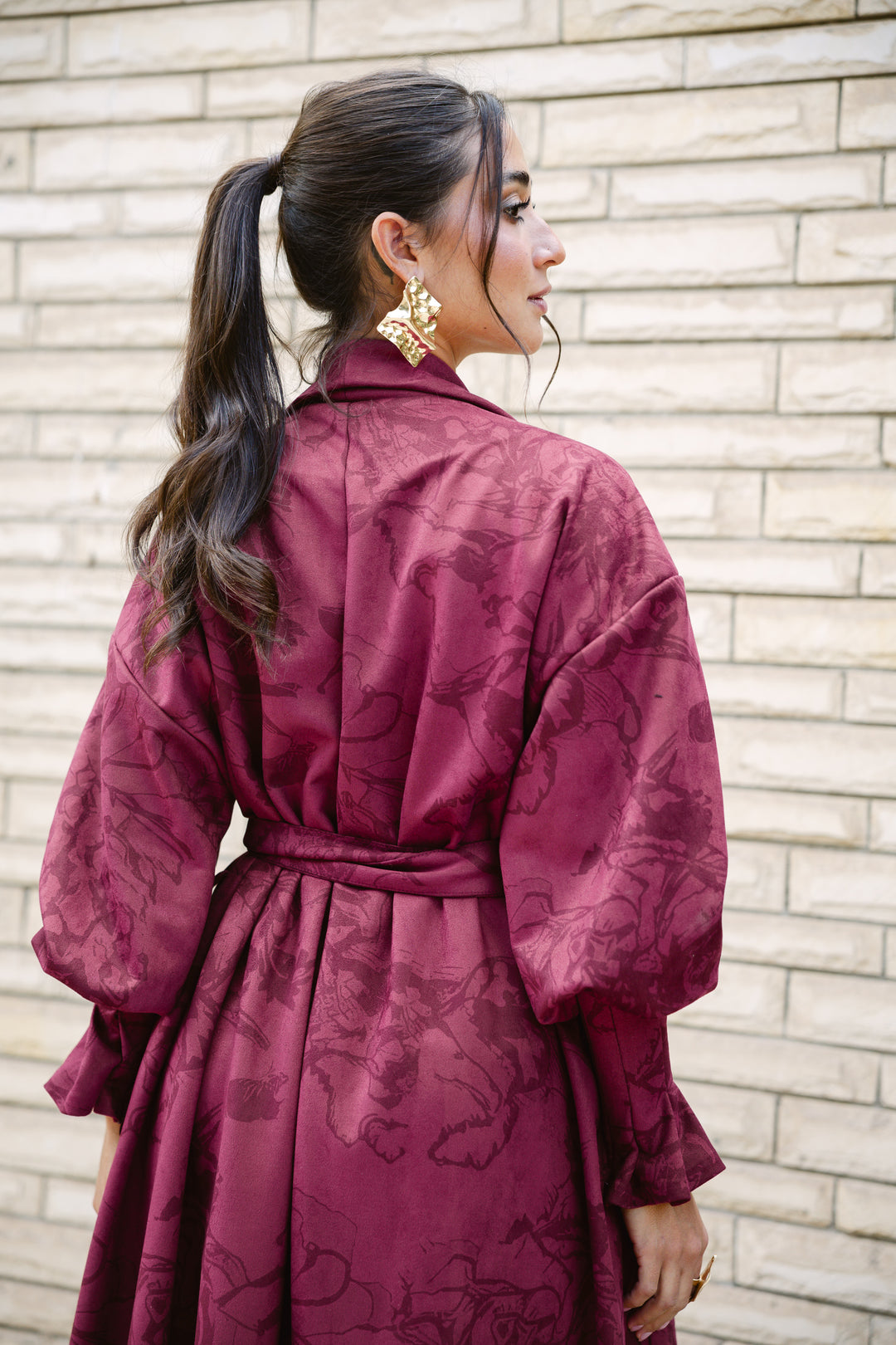 Cuffed Sleeve Printed Cardigan