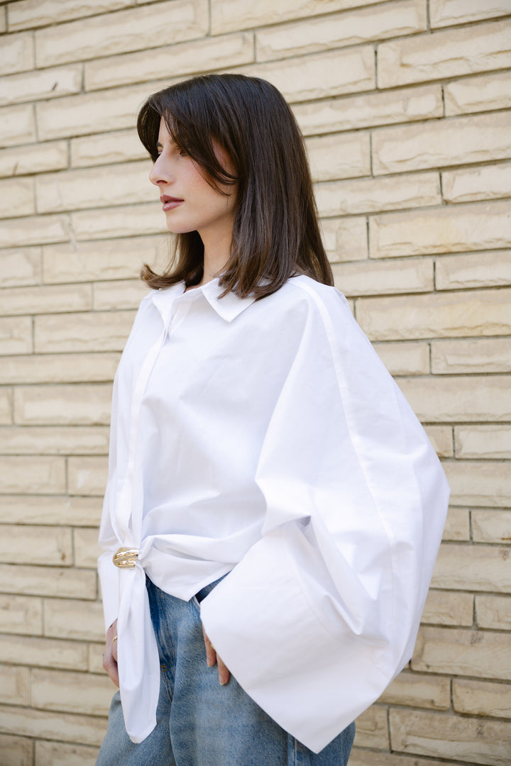 Poplin Shirt With Gold Pin