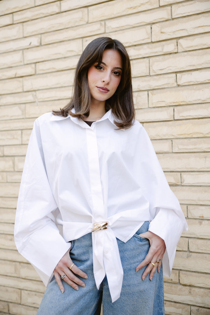 Poplin Shirt With Gold Pin