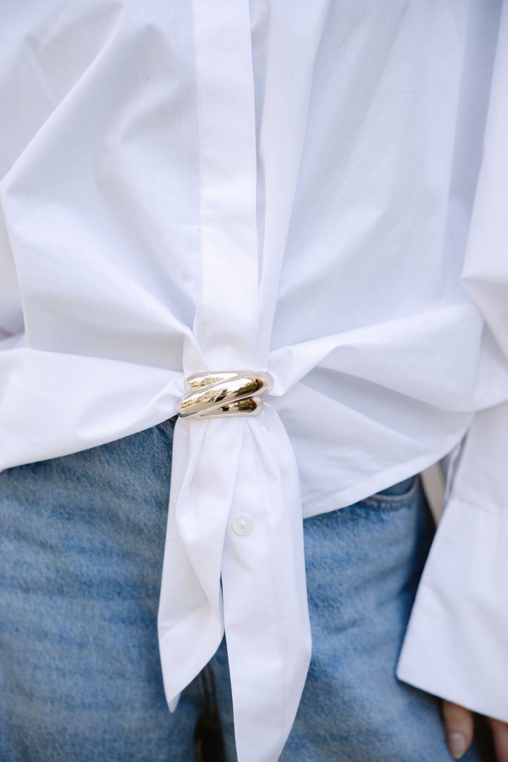 Poplin Shirt With Gold Pin