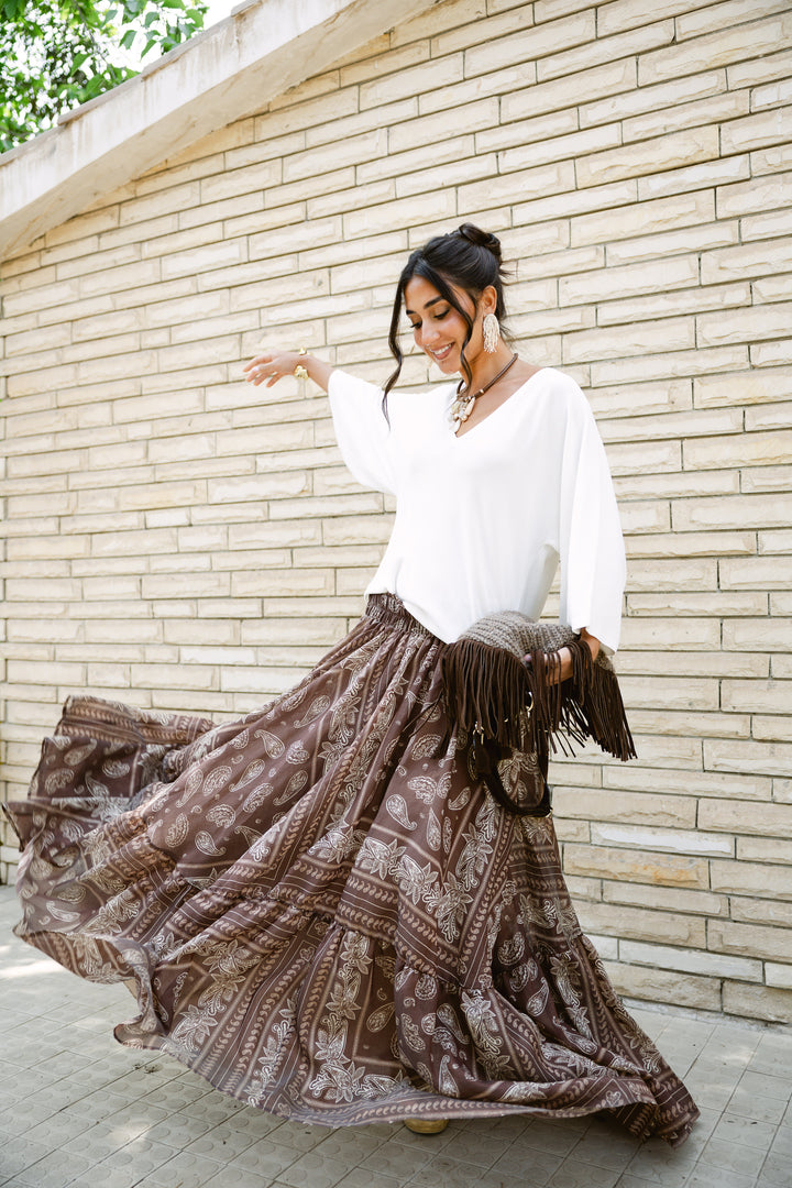 Paisley Skirt - Brown
