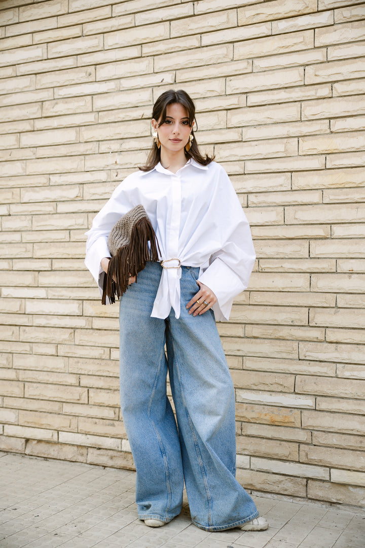 Poplin Shirt With Gold Pin