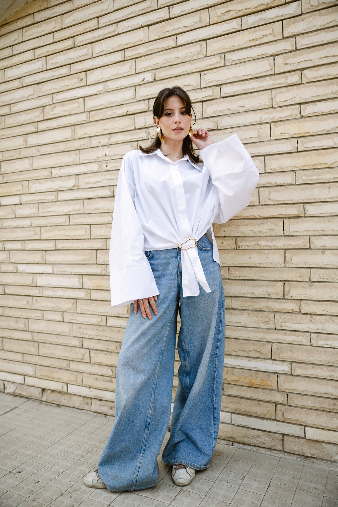 Poplin Shirt With Gold Pin