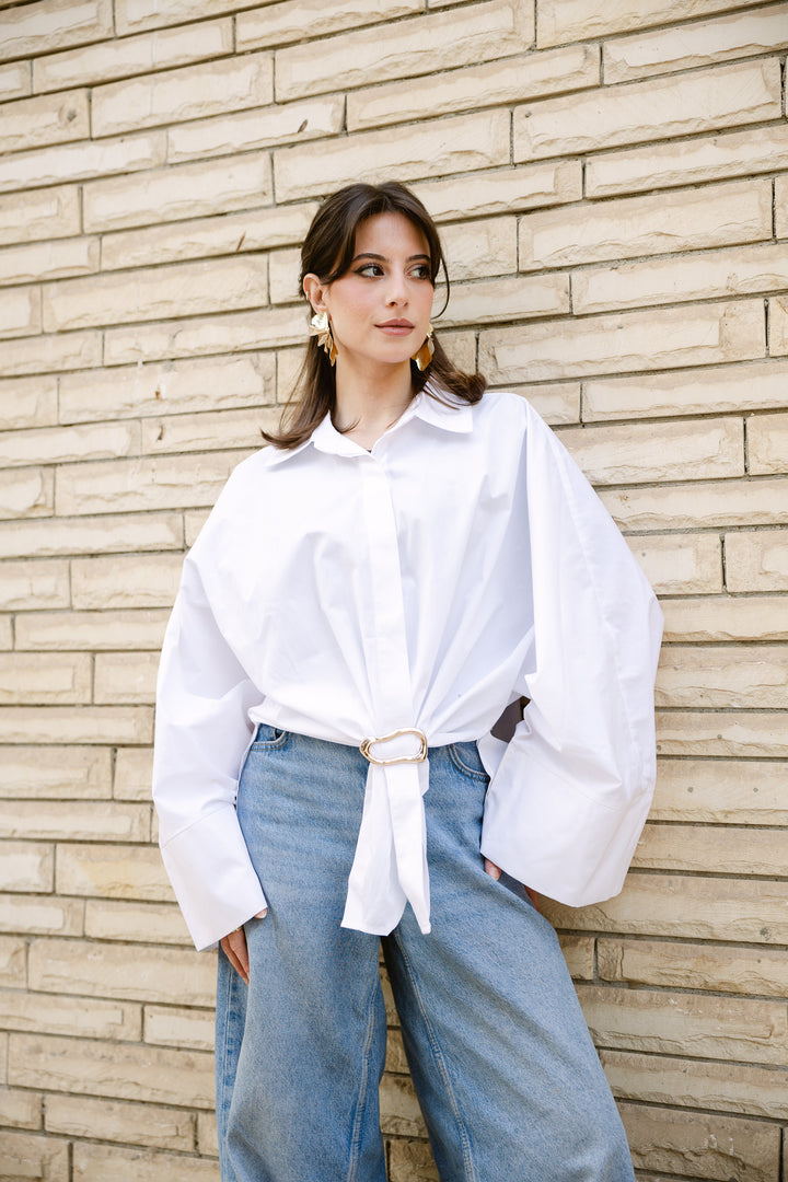 Poplin Shirt With Gold Pin