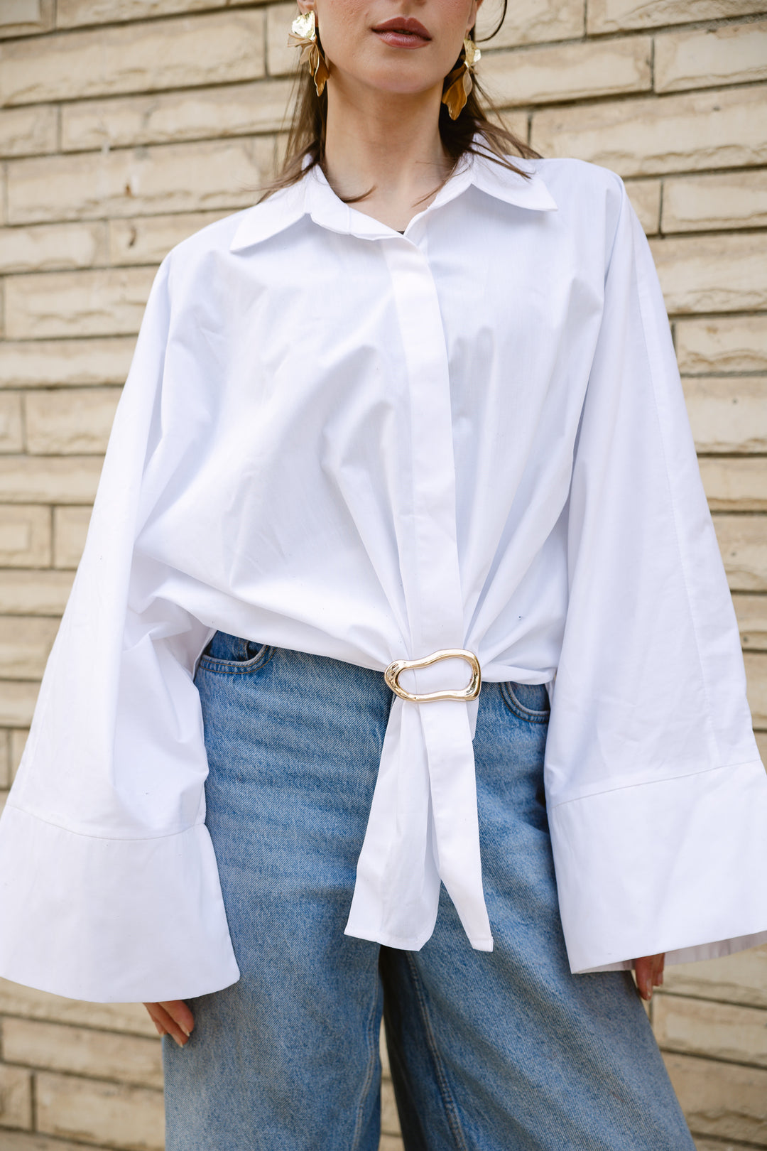 Poplin Shirt With Gold Pin