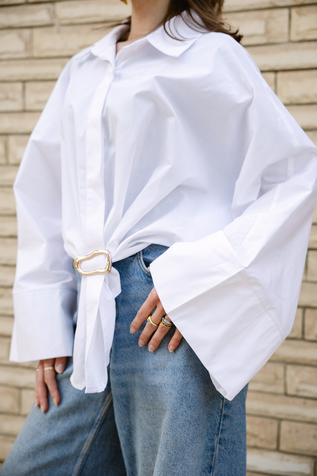 Poplin Shirt With Gold Pin