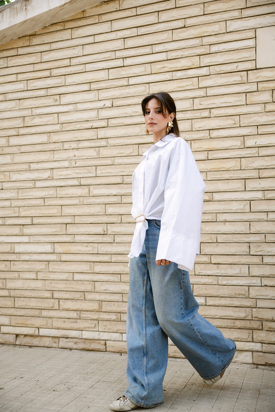 Poplin Shirt With Gold Pin